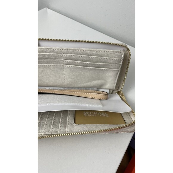 Michael Kors Jet Set Travel Continental Zip Around Wallet Wristlet Vanilla - Picture 6 of 7